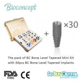 Bioconcept BC System 30pcs Bone Level Tapered Implants with Mini Surgical Kit Pack
